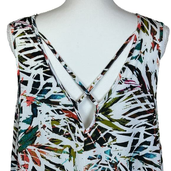 Ava & Viv Top Women Size 2X Tropical Crisscross Strappy Back High Low Coastal - Picture 4 of 13
